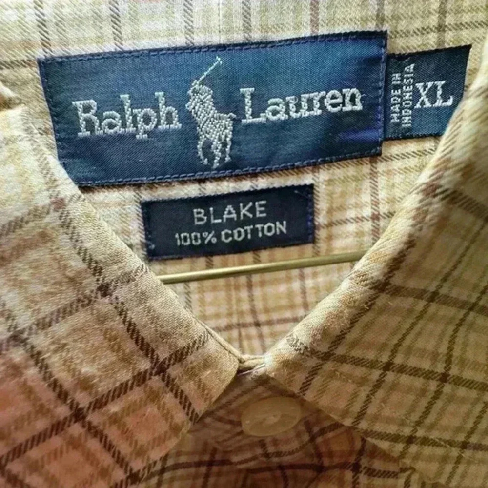 Vintage 90s Polo‎ Ralph Lauren Blake XL  Pony Plaid Pattern Casual Button Down